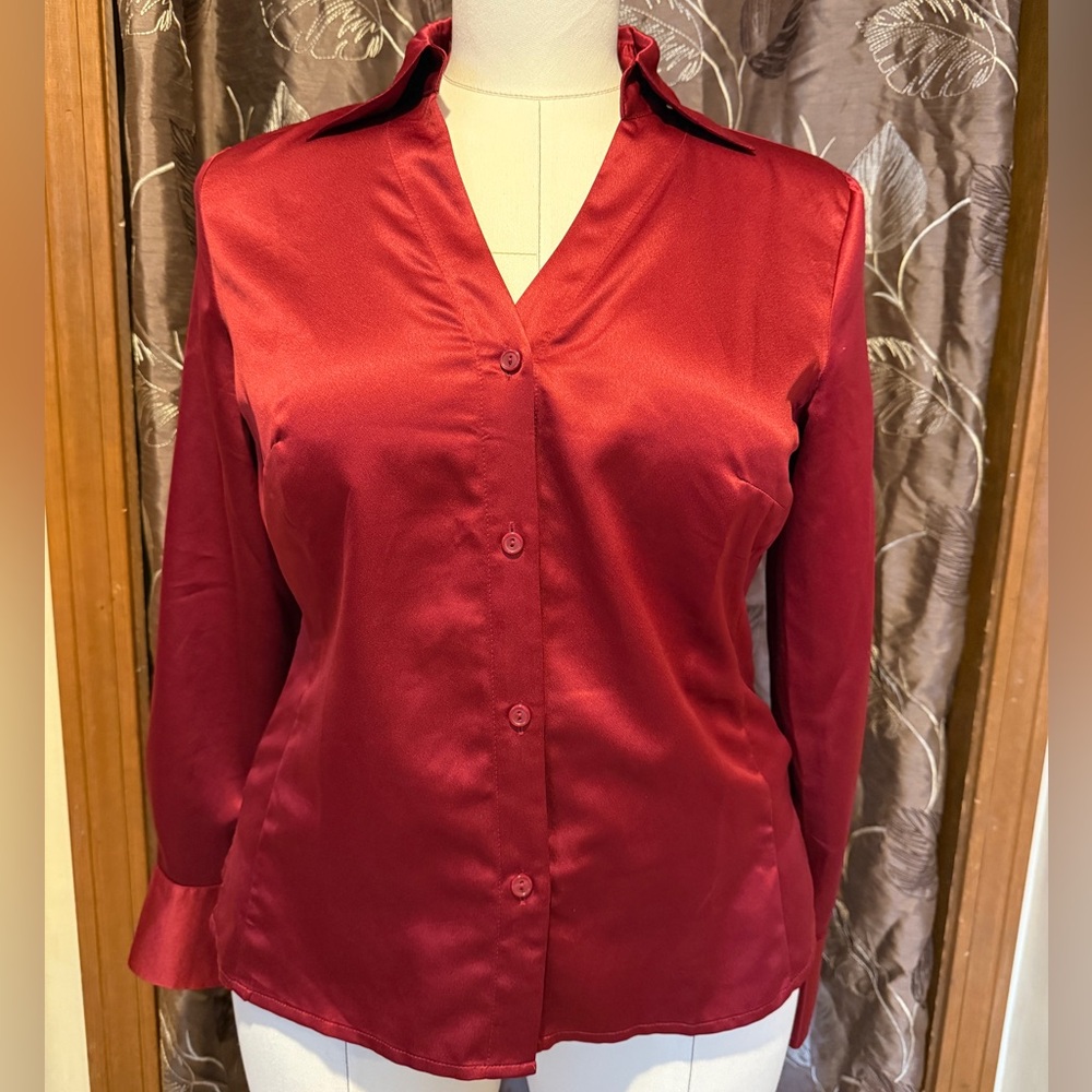 East 5th Red Notched Collar Fitted Button Down Shirt size 8